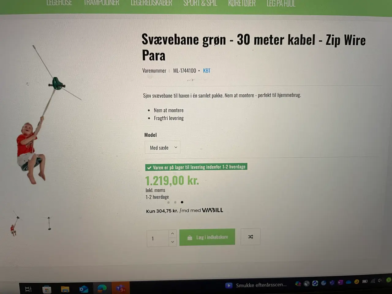 Billede 2 - Svævebane med platform