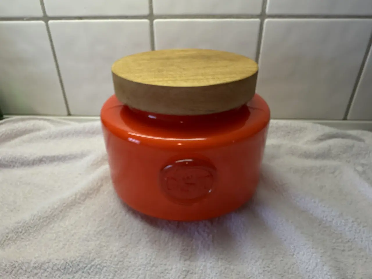 Billede 2 - Unik Holmegaard Orange Opbevaringskrukke