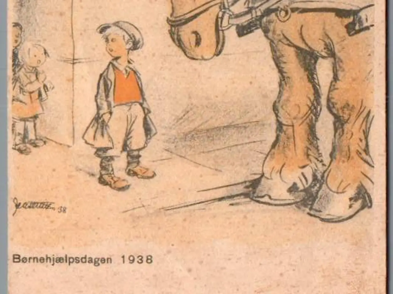 Billede 1 - Børnehjælpsdagen 1938 - Postkort - Brugt - Nålehul !