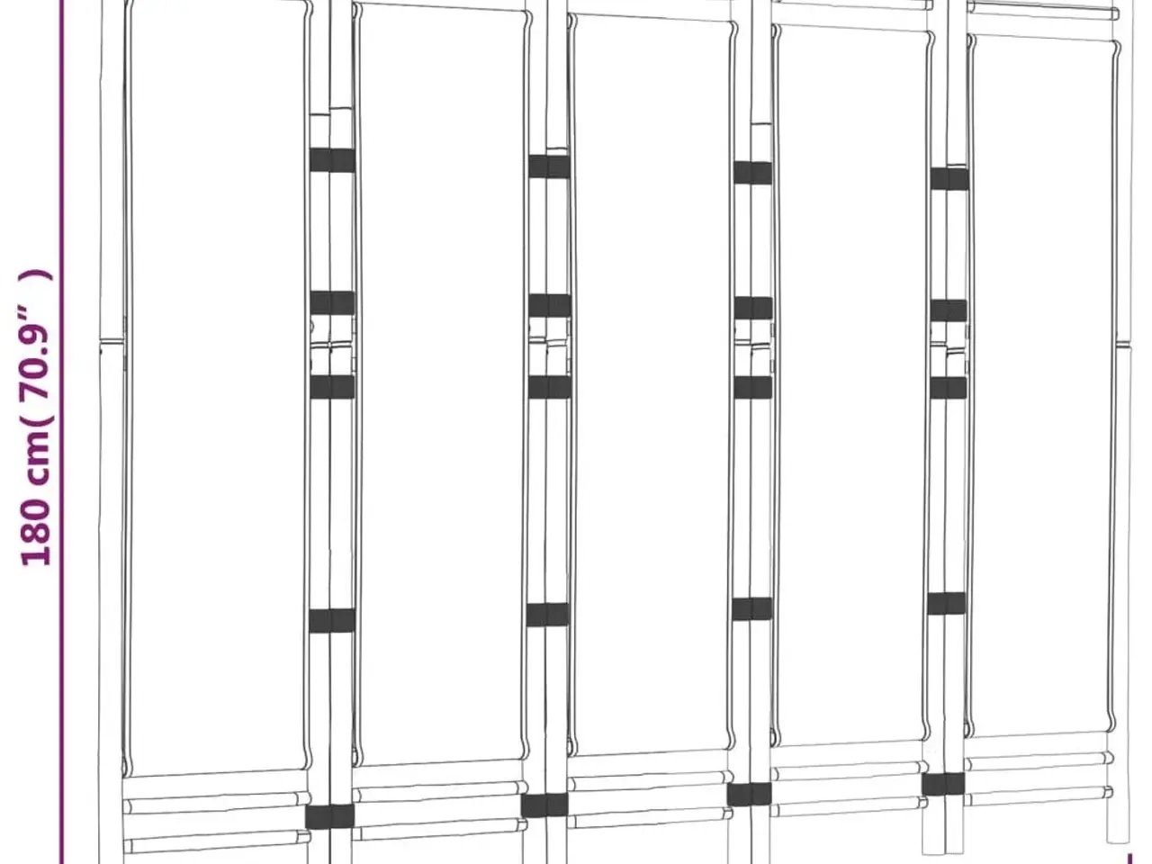 Billede 9 - Foldbar rumdeler med 5 paneler - bambus og cremehvid kanvas, 200 × 180 cm