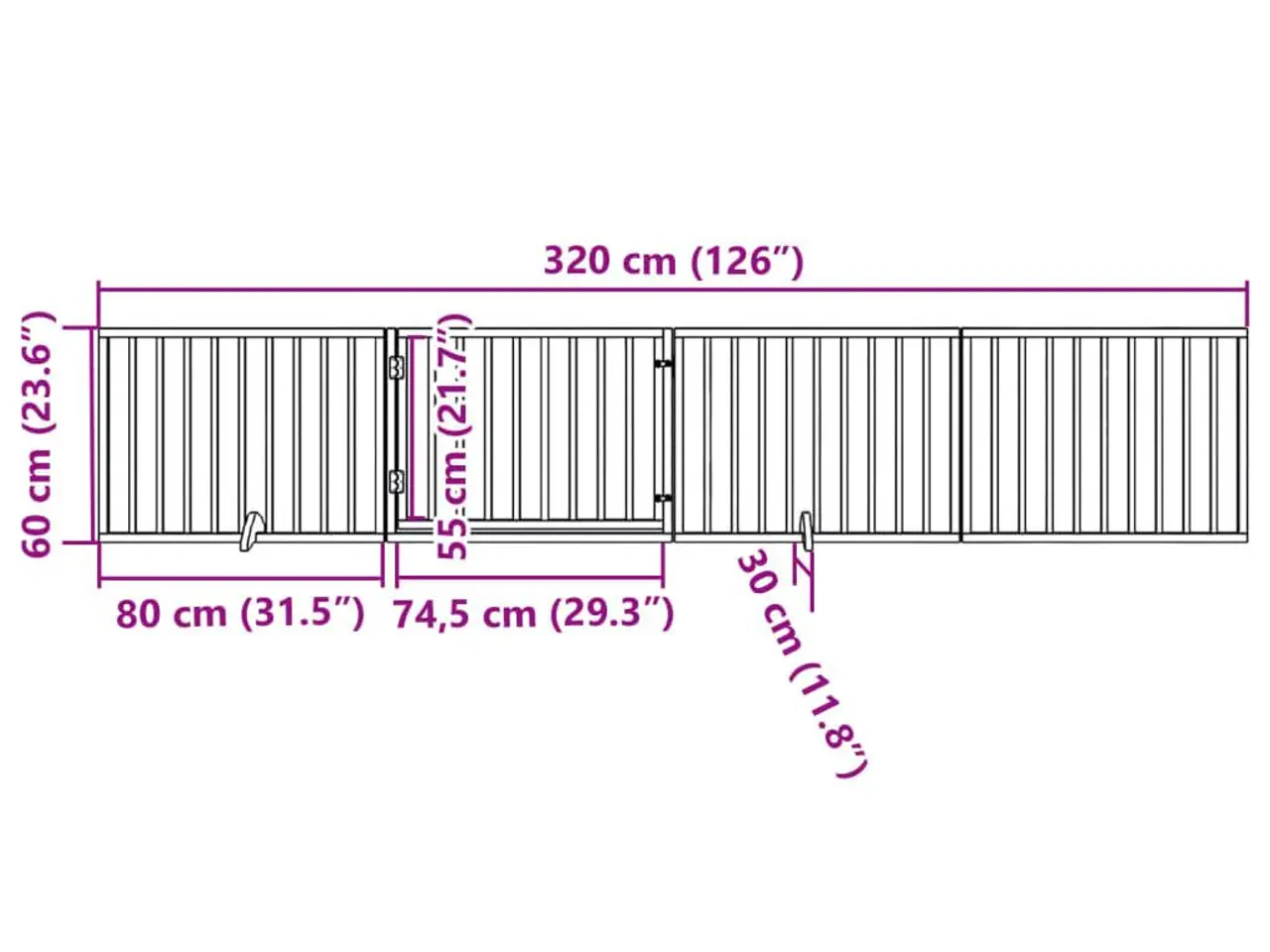 Billede 11 - Hundegitter med dør - foldbart, 4 paneler, brun, 320 cm i poppeltræ