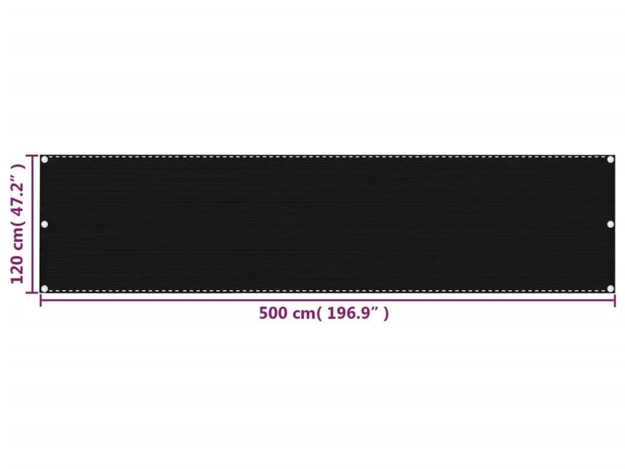 Billede 5 - Altanafskærmning 120 × 500 cm - HDPE, sort