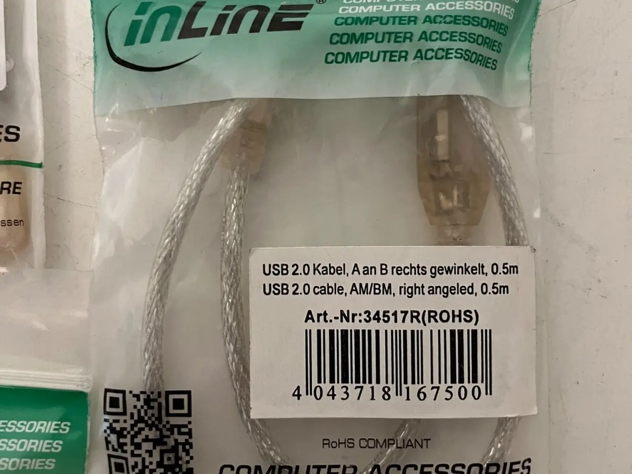 Billede 3 - parti of 7x InLine USB 2.0 AM to BM Angled kabel
