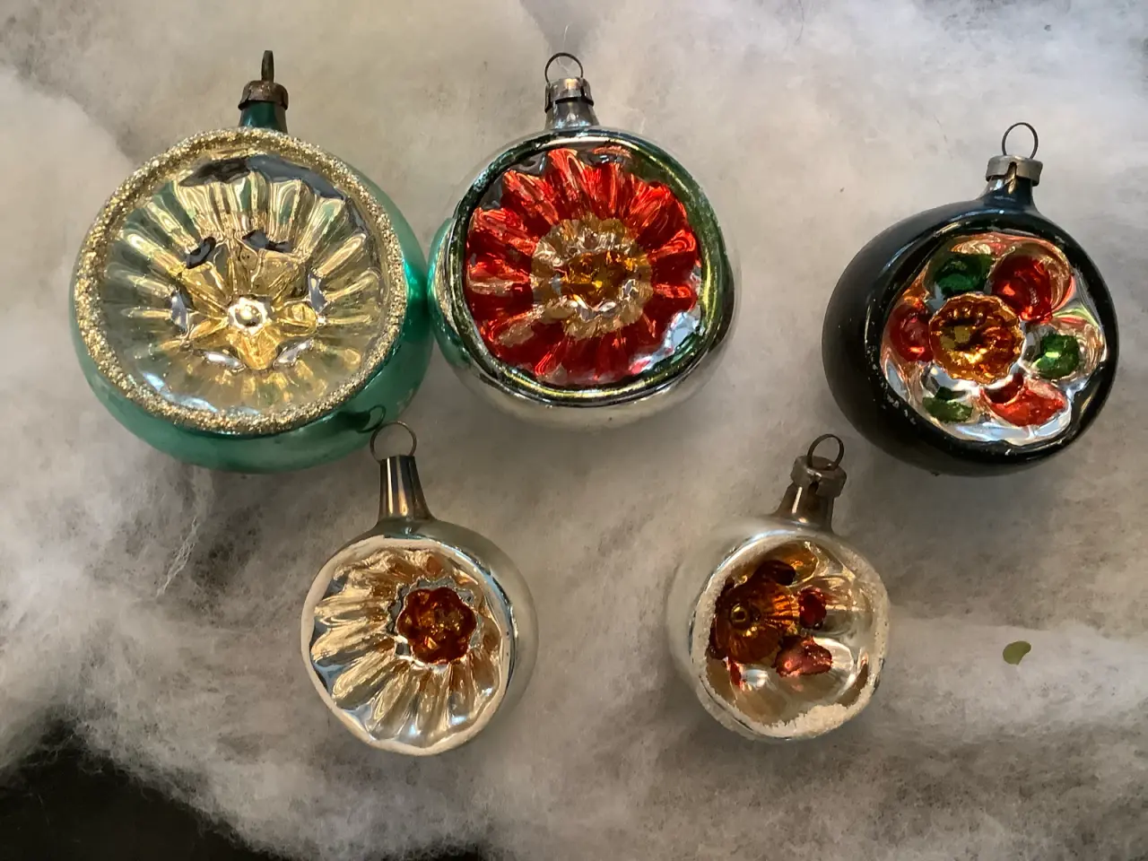 Billede 1 - Retro jule glas reflektor, halve julekugler