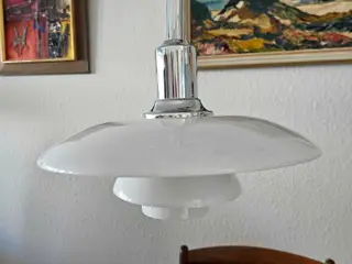 Louise Poulsen, PH 3/2 pendel hvid glas krom,.
