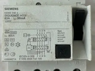 Siemens 5SM3346-4 RCCB Residual Current 63A 30mA 4