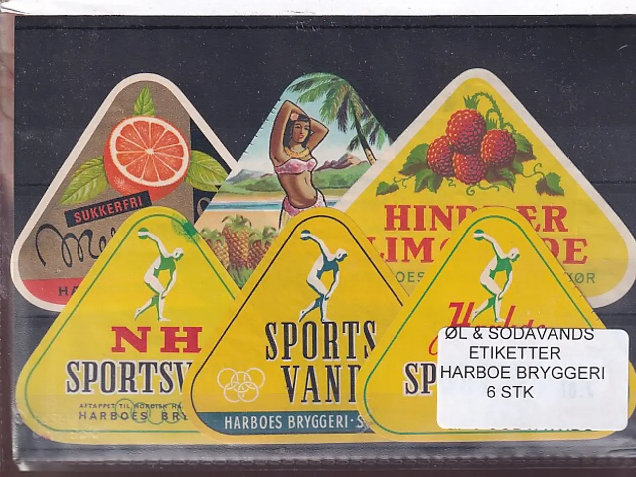 Billede 1 - Øl og Sodavands Etiketter - Harboe Bryggeri - 6 Stk.