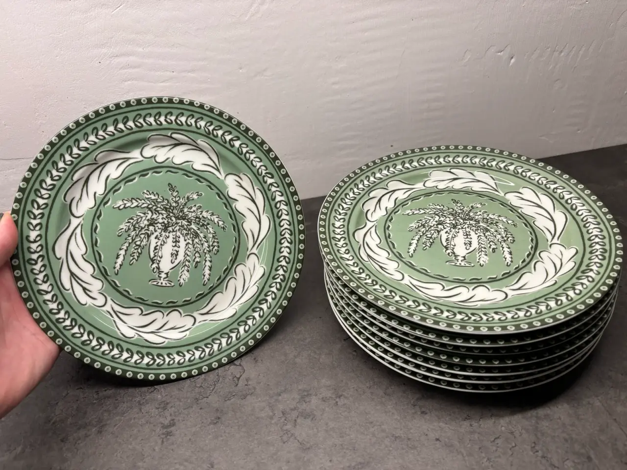 Billede 2 - 8 x H&M Home grønne tallerkener