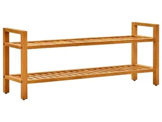 Skostativ med 2 hylder 100x27x40 cm massivt egetræ