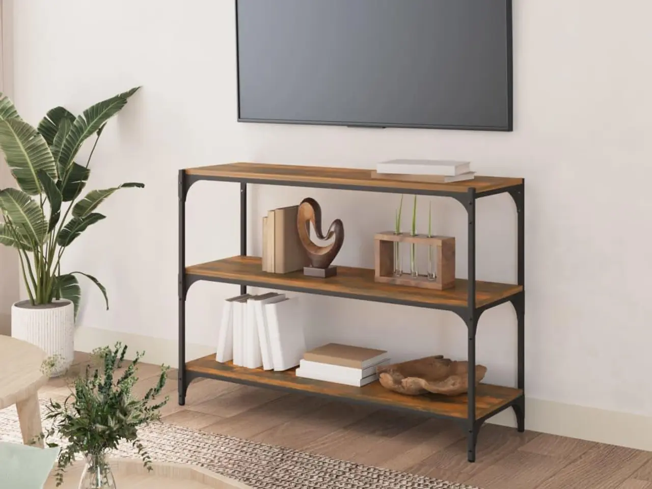 Billede 3 - Bogreol med 3 hylder - røget egetræ, 100 x 33 x 70,5 cm