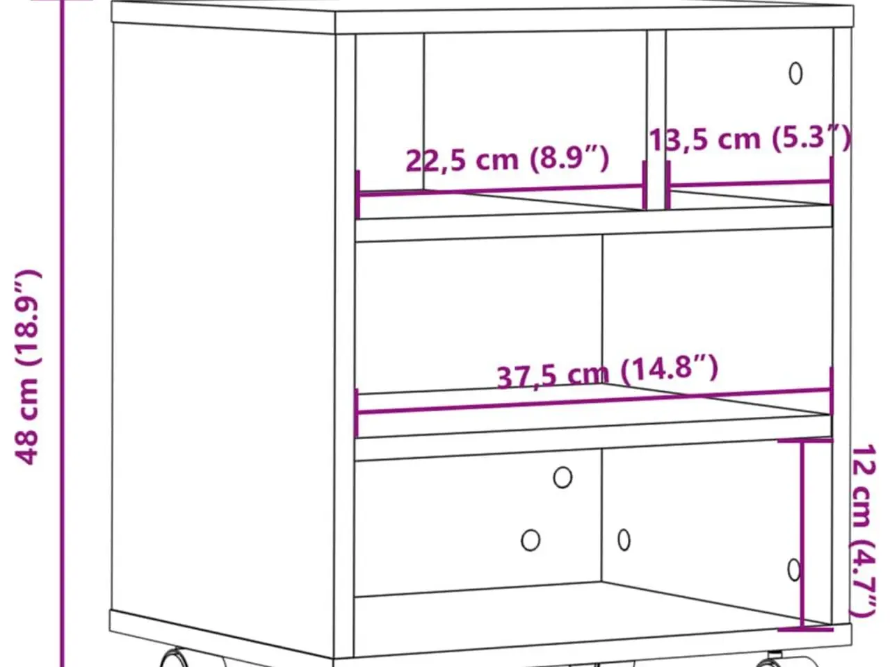 Billede 10 - Printerstativ med hjul 41×32×48 cm - sonoma-eg