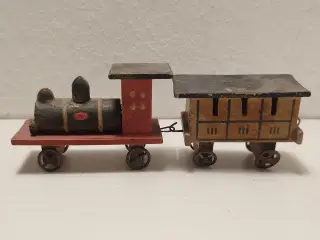 Erzgebirge:Tog med vogn.Håndlavet i træ.Ca 1920