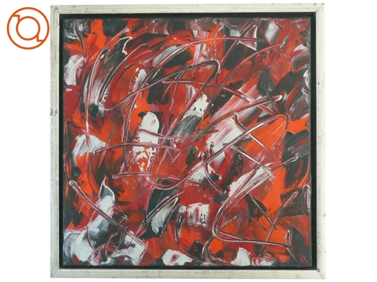 Billede 1 - Abstrakt maleri i røde og sorte nuancer (str. 44 x 44 cm)