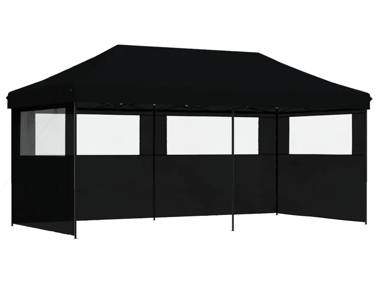 Billede 2 - Foldbart pop-up festtelt med 3 sidevægge - sort, 580 × 292 cm