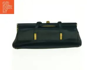 Vintage sort håndtaske i læder (str. 36 x 12 cm)