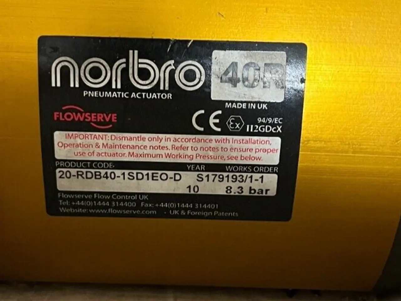 Billede 2 - Flowserve Norbro 40R Pneumatic Actuator -
