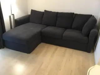 2 personers sofa med chaiselong 