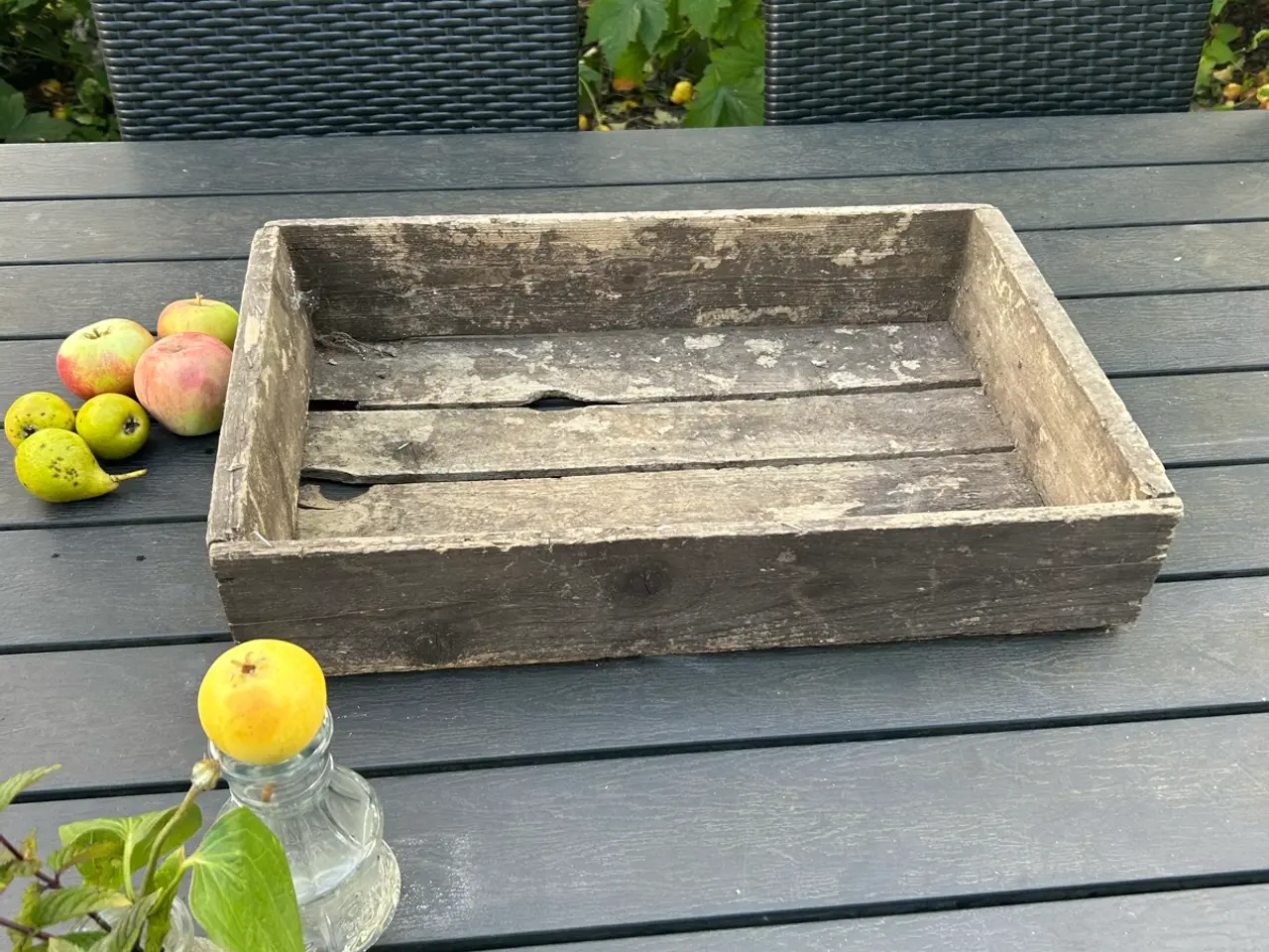 Billede 1 - Trækasser retro med kunst til frugt osv
