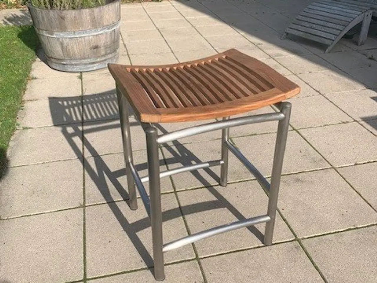 Billede 2 - Barstole / køkkenstole Rustfri stål med teak sæde