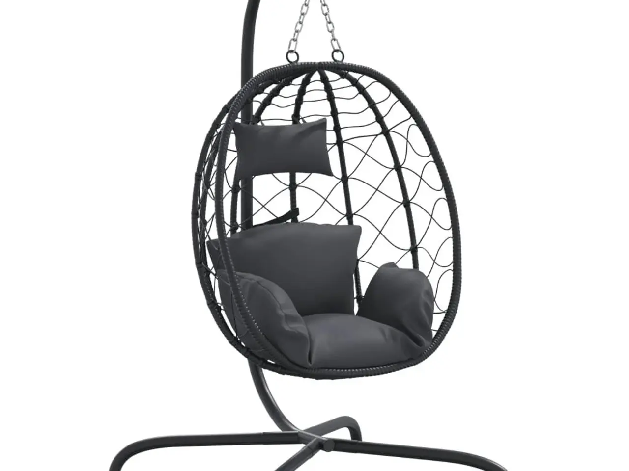 Billede 2 - Hængestol med æg og hynder antracit polyrattan og stål