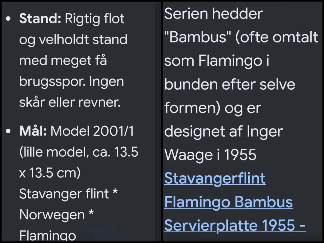 Billede 9 - Flot retro skål Stavangerflint "Bambus" model 2001
