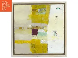 Abstrakt maleri med gul ramme (str. 20x20 cm)