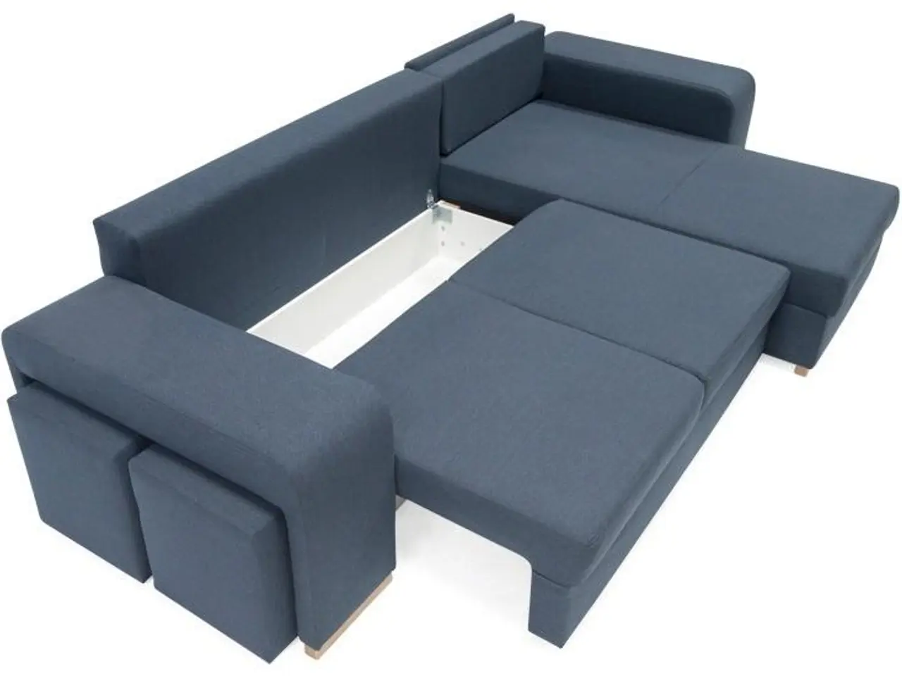 Billede 4 - Vendbar sovesofa Mark med 2 puffer - Blå Inari 80