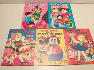 5 stk små malebøger/Magic and Crayon. 1960´erne