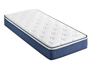 Hybridmadras 90 x 200 x 20 cm H3 med gel memory foam og pocketfjedre - blå