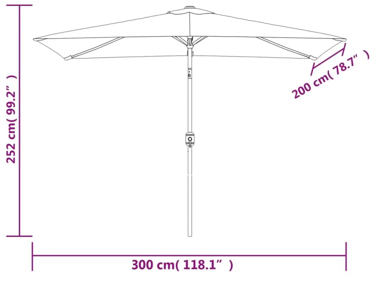 Billede 8 - Parasol med metalstang 300 × 200 cm - gråbrun
