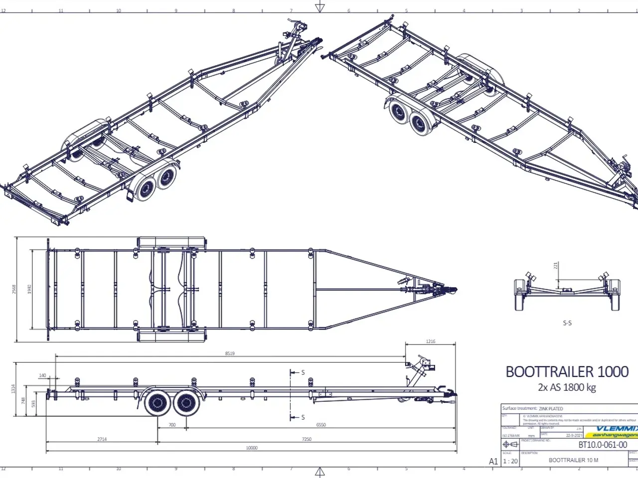 Billede 3 - Vlemmix Bådtrailer 1000x250 3500 Flex-Roll