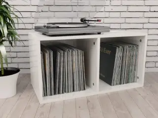Reol til lp'er 71x34x36 cm konstrueret træ hvid højglans