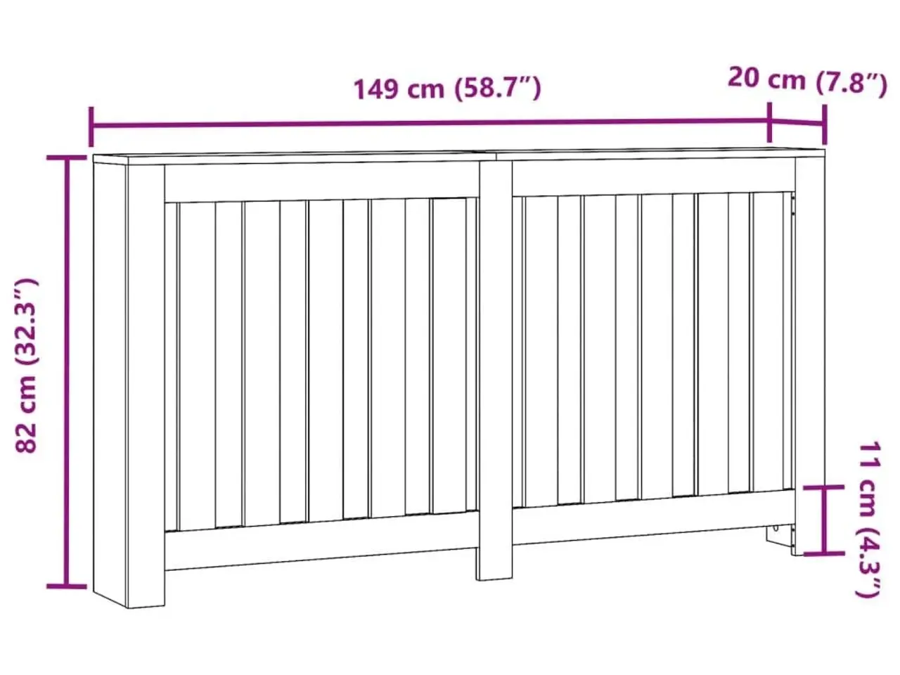 Billede 8 - Radiatorskjuler 149x20x82 cm konstrueret træ hvid