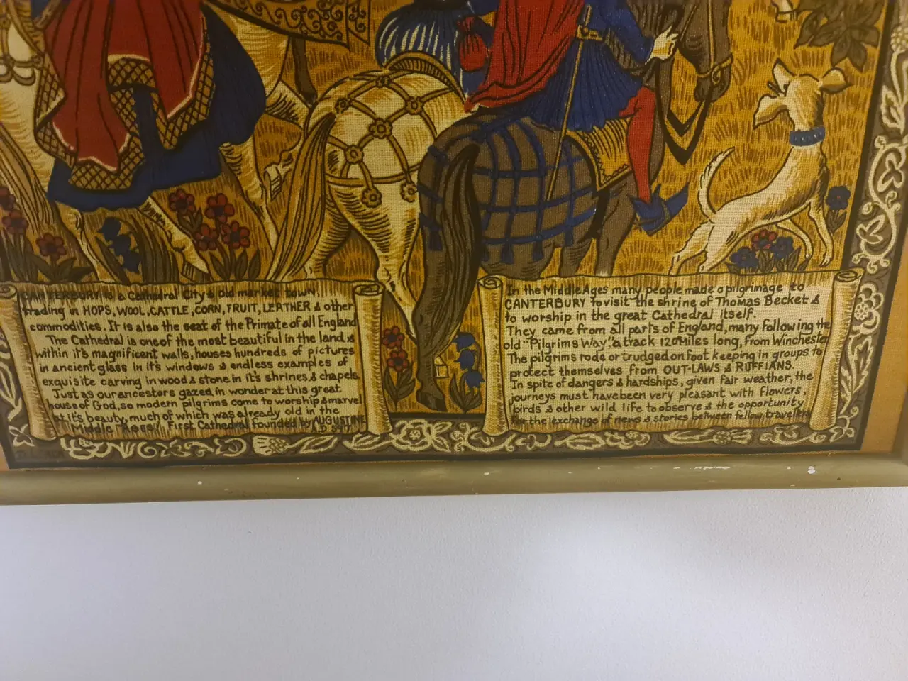 Billede 3 - Vintage billedtryk på stof – Pilgrimage to Canterb
