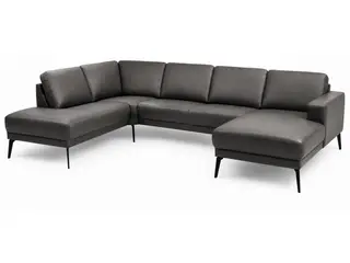 Hjort Knudsen Esbjerg SemianilinLæder Hjørnesofa med chaiselong højrevendt