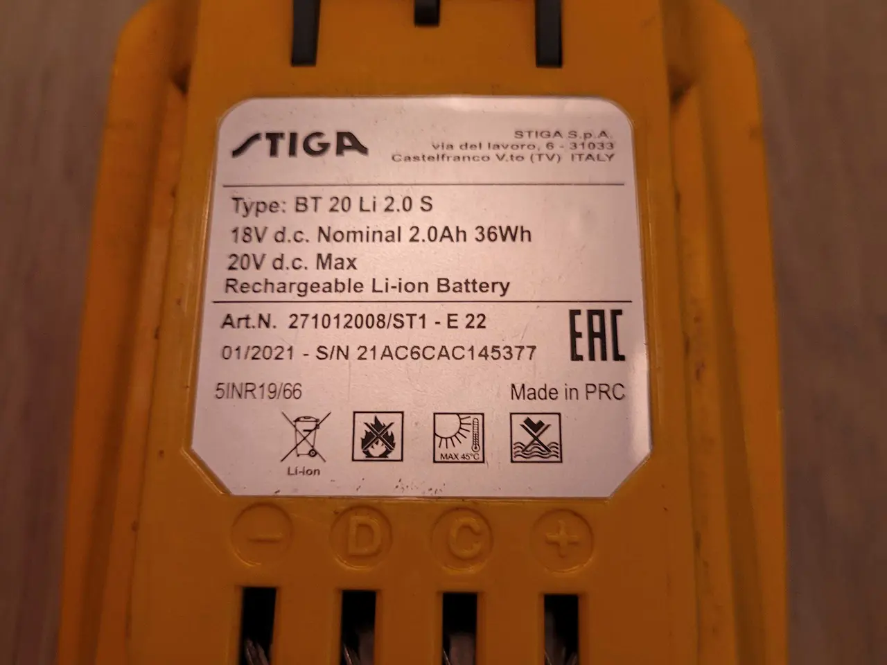 Billede 4 - Stiga BT 20 LI 2.0 S batterier 