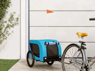 Hundetrailer til cykel i oxfordstof med jernstel - blå/sort