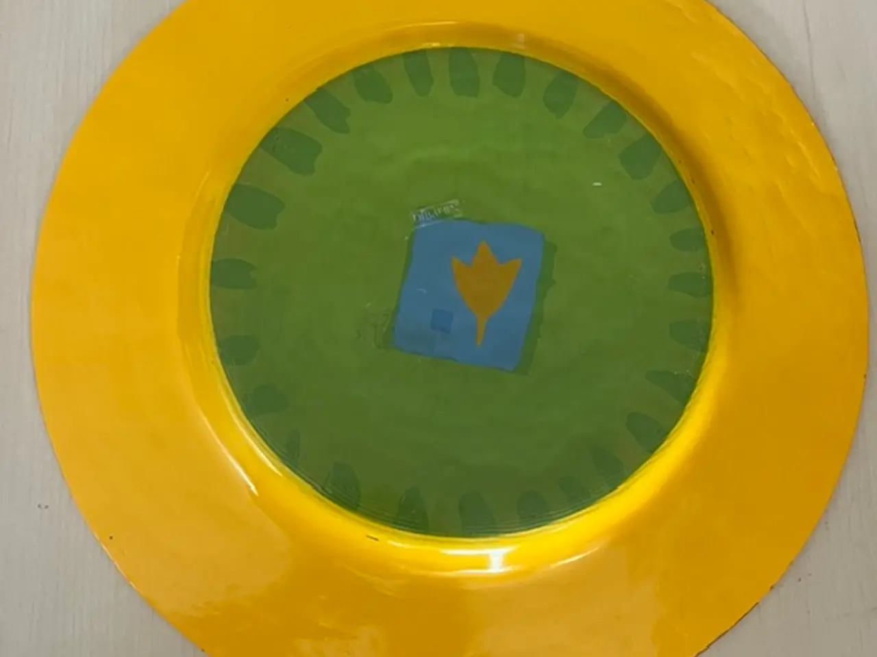 Billede 3 - Stort farverigt Dibbern glasfad/tallerken D 34cm