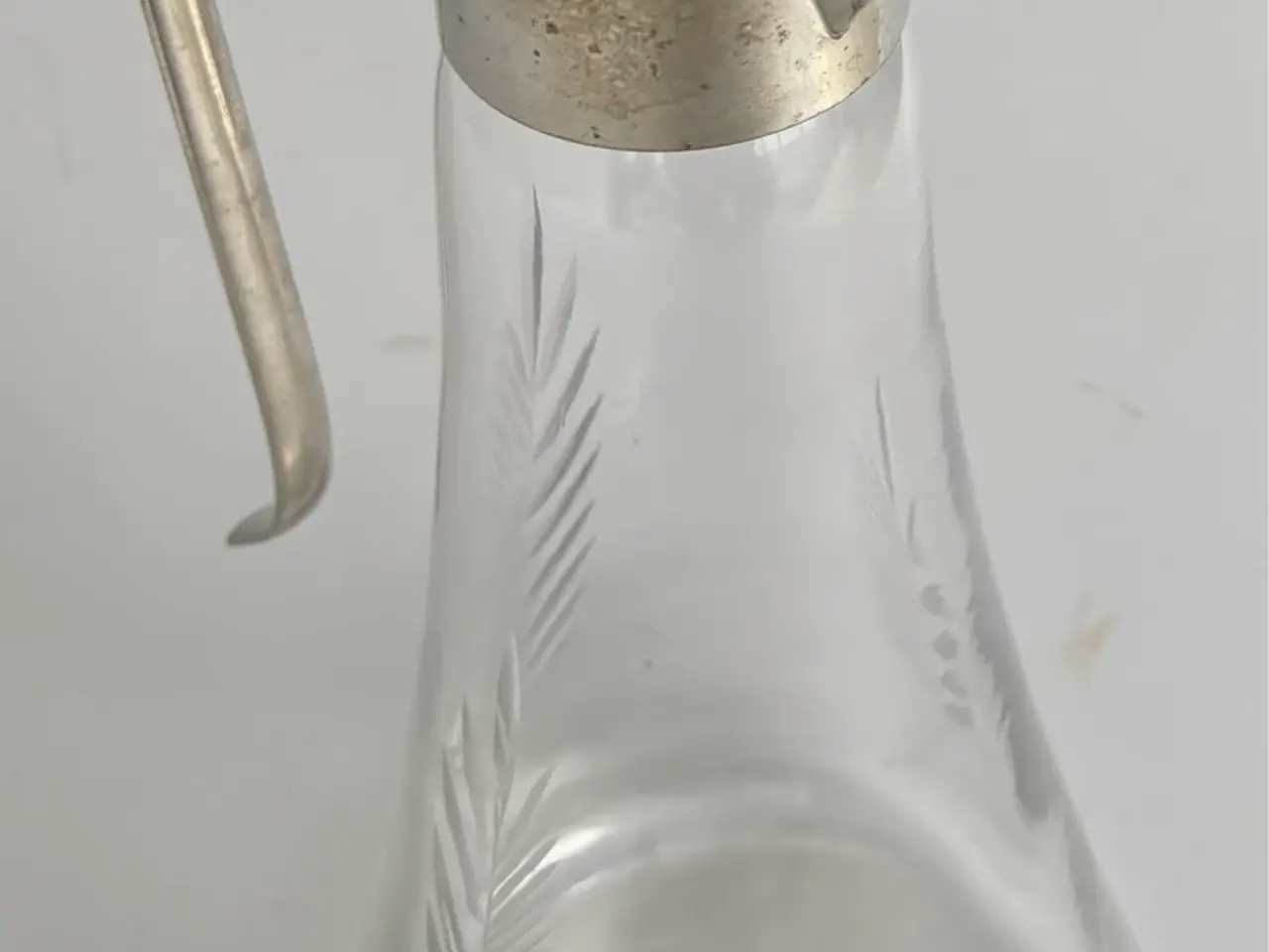 Billede 3 - Smuk antik vinkaraffel / claret jug i glas og meta