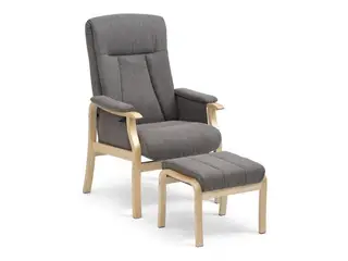 Otium lænestol med skammel - Stof/naturtræ