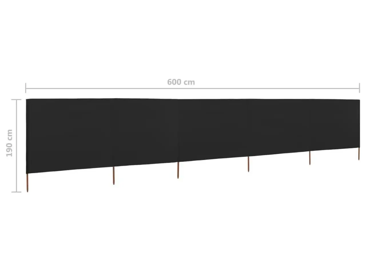 Billede 6 - 5-panels læsejl 600x160 cm stof sort