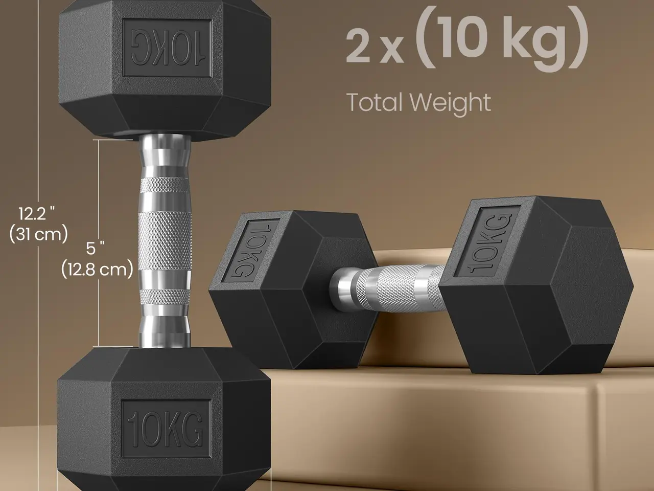 Billede 5 - Håndvægte sæt - hexagon, 2 × 10 kg, støbejern, sort