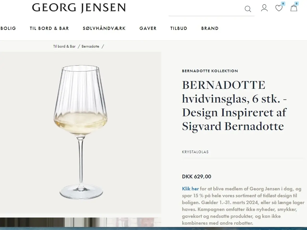 Billede 8 - 6 VINGLASS / 6 WHITE WINE GLASSESS GEORG JENSEN