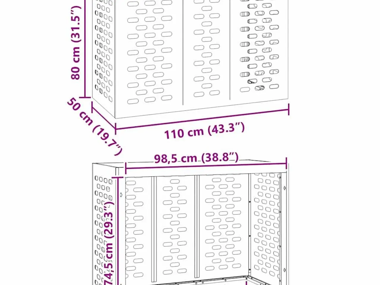 Billede 13 - Aircondition-cover i stål - sort 110 × 50 × 80 cm