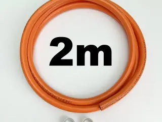 NY! 2m Gummi Gasslange 9mm + 2 x Spændebånd