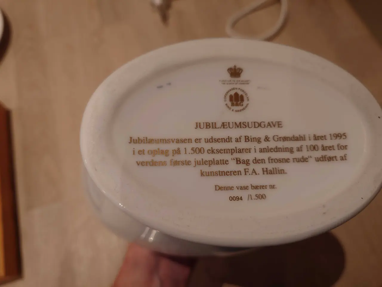 Billede 1 - Bing og Grøndahl jubilæums vase