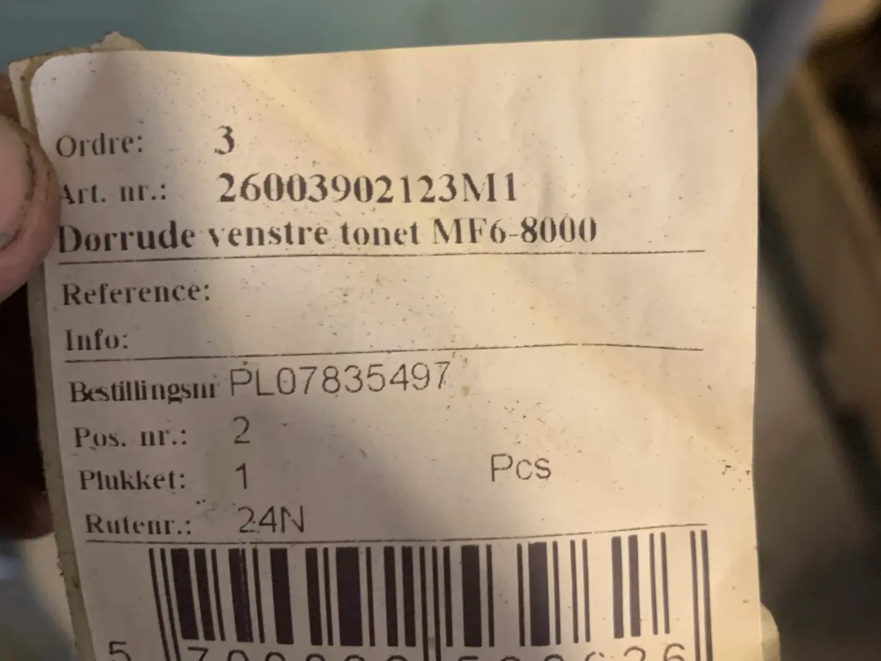 Billede 3 - Dørrude venstre mf 6000-8000 serie
