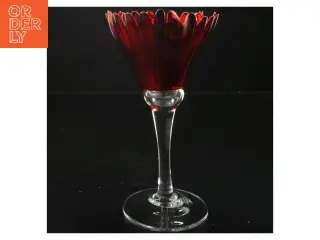 Rød blomstervase i glas fra Krifon (str. 11x20 cm)