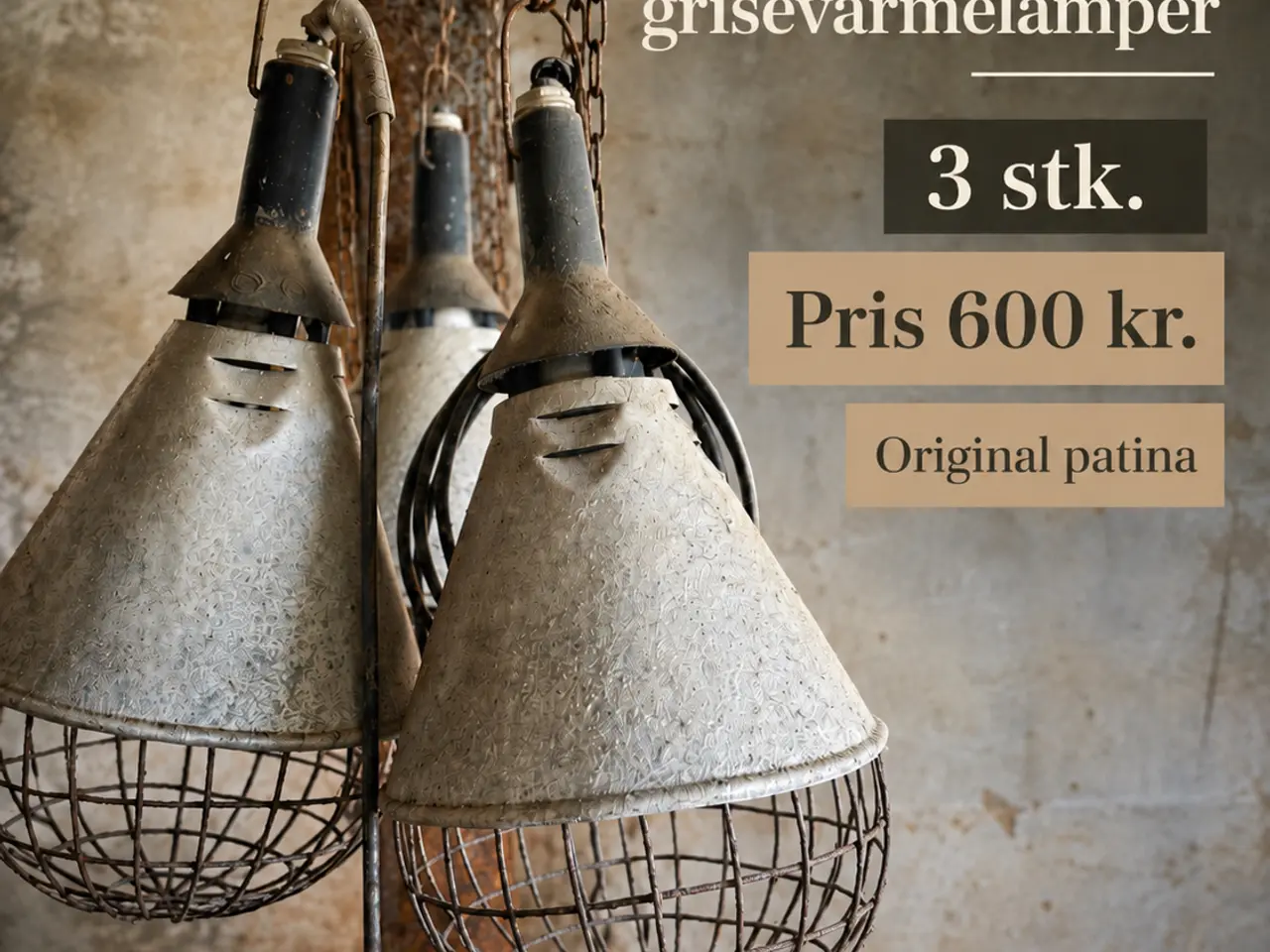 Billede 1 - Gamle grisevarmelamper – 3 stk.