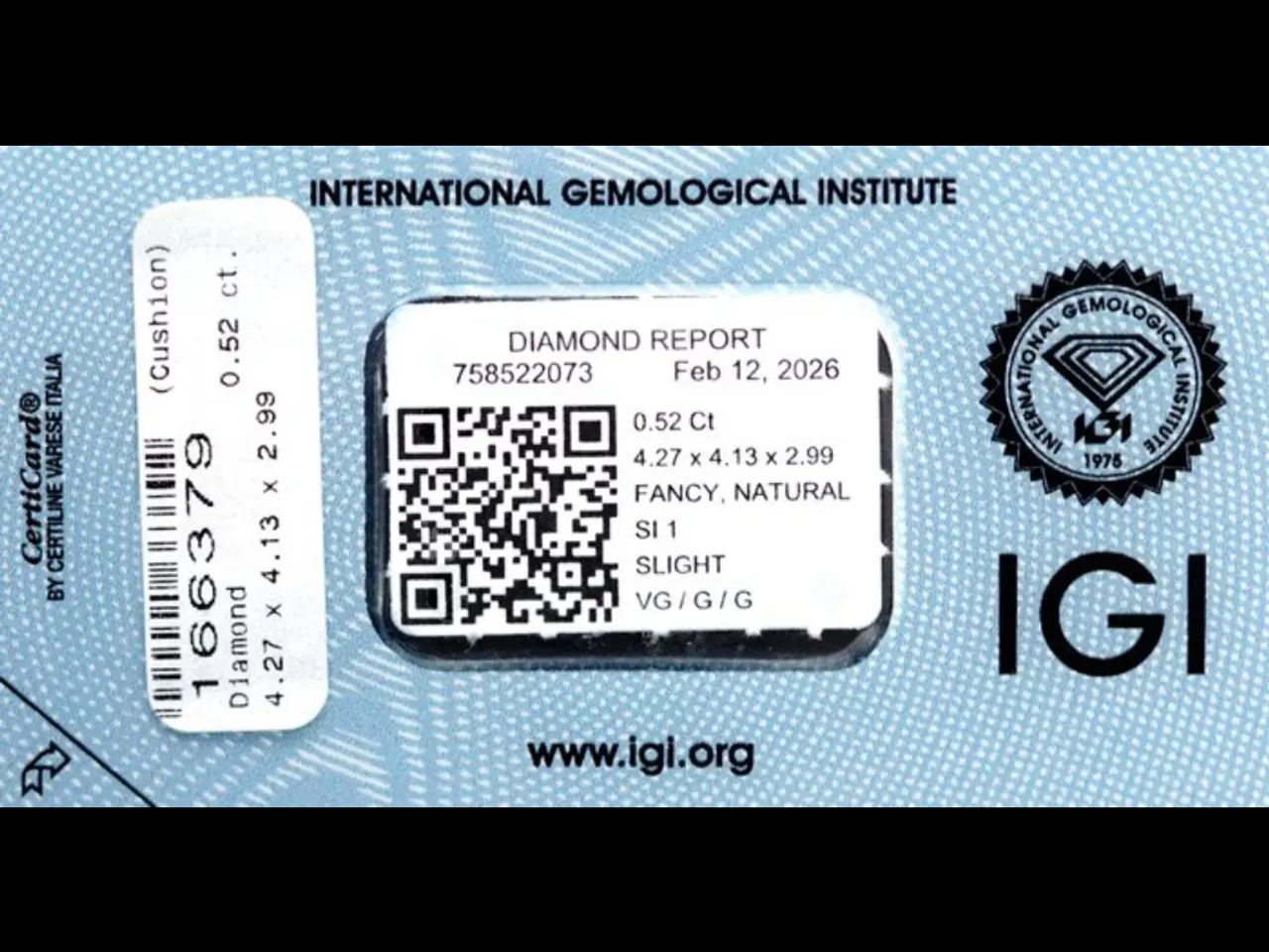 Billede 5 - Løs Diamant IGI-Certifikat.